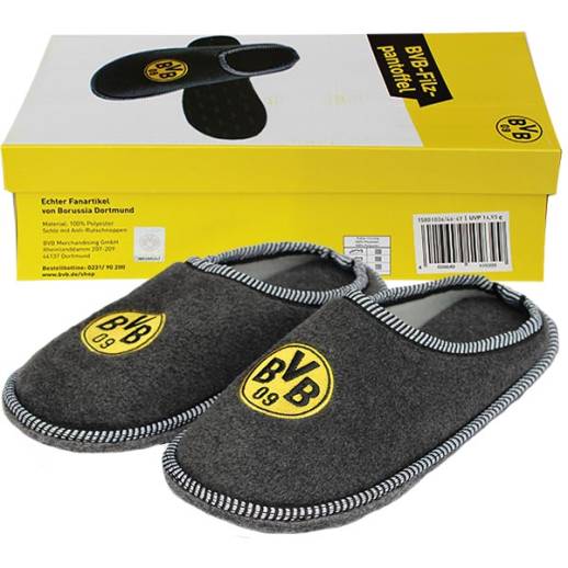 BVB Filzpantoffel - Borussia Dortmund Hausschuhe Mit Antirutsch-Sohle